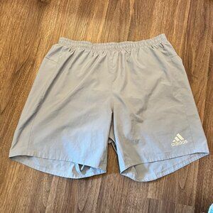 Adidas Climalite Gray Running Shorts 7" Reflective Stripe Lined Drawstring Large